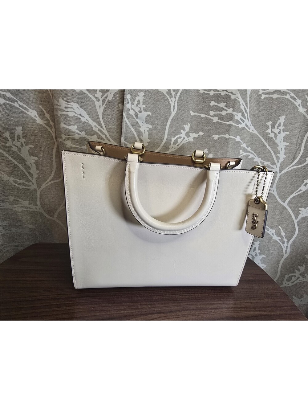 COACH Rogue 25 Handbag Chalk White Leather Excellent Condition Auth. No Strap